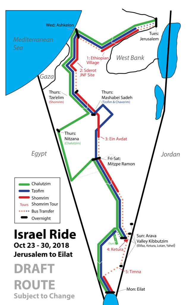The Israel Ride 2018 ride map
